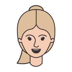 female face with ponytail hairstyle in colorful silhouette vector illustration