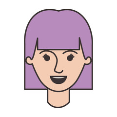 Fototapeta premium female face with mushroom hairstyle in colorful silhouette vector illustration