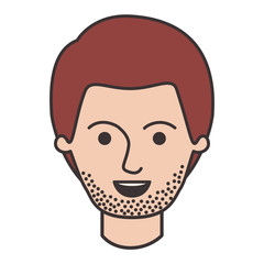 male face with short hair and stubble beard in colorful silhouette vector illustration