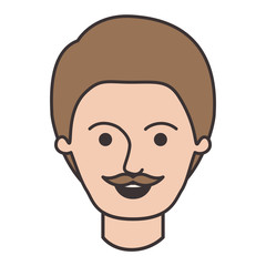 male face with short hair and moustache in colorful silhouette vector illustration