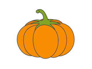 Large Ripe Pumpkin Flat Vector Icon