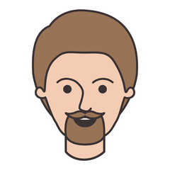 male face with short hair and goatee beard in colorful silhouette vector illustration
