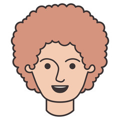 male face with curly hair in colorful silhouette vector illustration