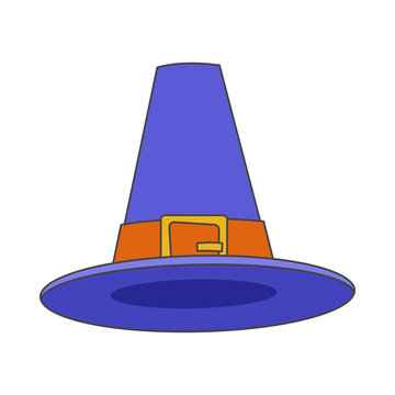 Pilgrim Blue Hat Flat Vector Icon