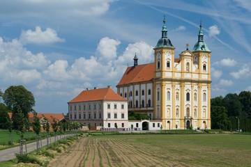 Baroque pilgrimage church of the Virgin Mary in Dub nad Moravou - a small market town in Olomouc District in central Moravia, Czech Republic.