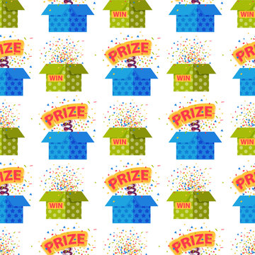 Gift boxes pack composition event greeting object birthday seamless pattern background vector illustration.