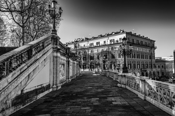 Fototapeta na wymiar View of Bologna in black and white