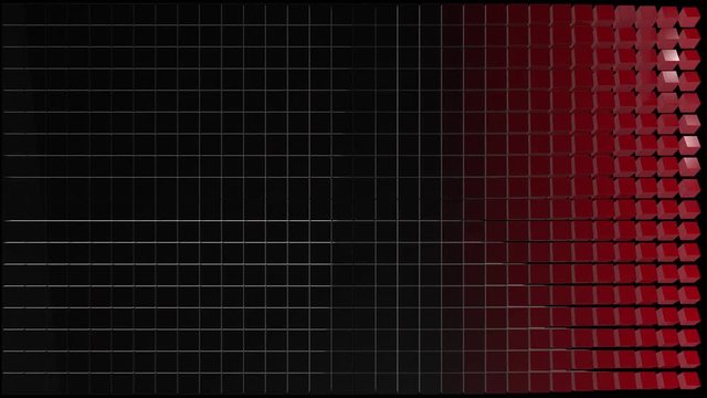Red cubes into black cubes animation with linear transition progress in 4K