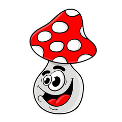 Funny cartoon mushroom character design. vector illustration