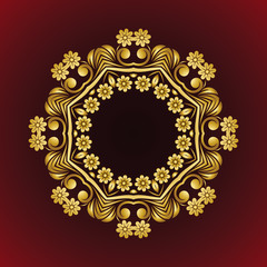 Vector vintage flower Mandala gold frame