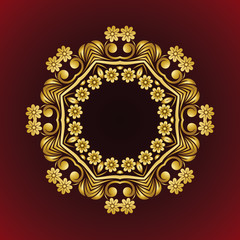 Vector vintage flower Mandala gold frame