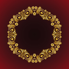 Vector vintage flower Mandala gold frame