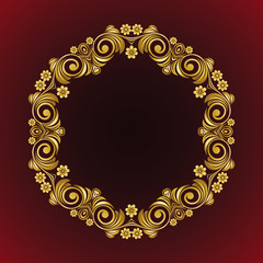 Vector vintage flower Mandala gold frame