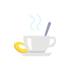 Cup of Tea or Coffee and Cookie on Plate Icon