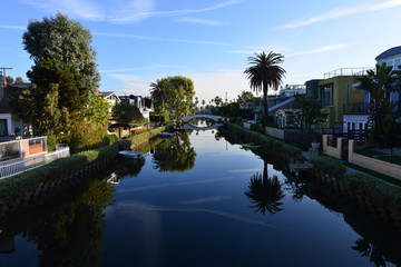 Homes at the Venice canals at Venice Beach, Los Angeles