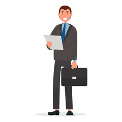 Obraz premium Businessman in Suit with Briefcase Illustration