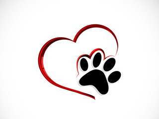 Paw in red heart