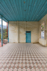 View of abandoned house interior and tiles in Cyprus village