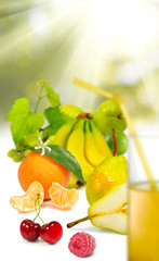 image of a drink and fruit closeup