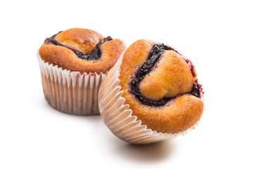 muffin with jam isolated