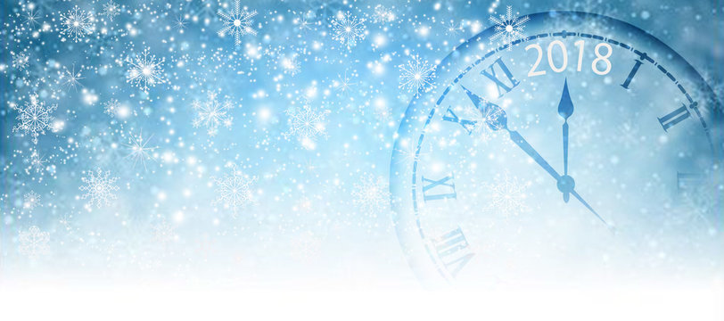 Image of Christmas tree and clock closeup.