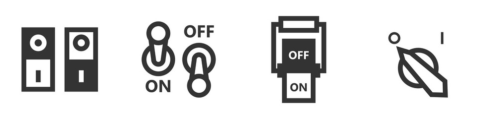 Set of four switch icons in simple style.