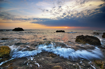 Beautiful seascape sunset. Nature composition