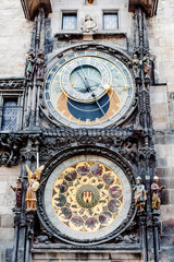 Astronomical Clock Tower detail in Old Town of Prague, Czech Republic