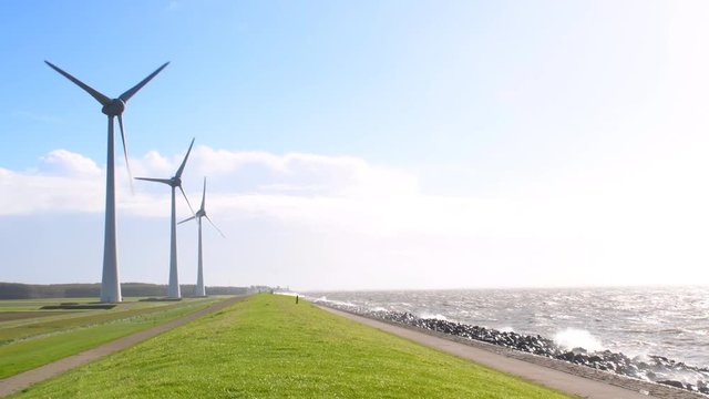 Windturbines in an October fall storm