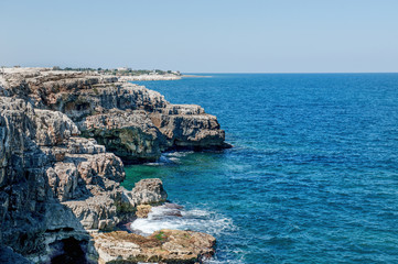 Fototapeta na wymiar Apulia, Italy - sea and coastline in Polignano a mare