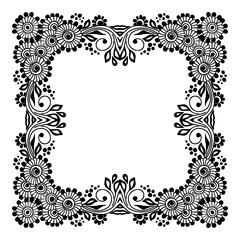 Hand drawn floral background with place for text. Vector Illustration