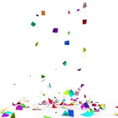 Bright and colorful confetti flying on the floor