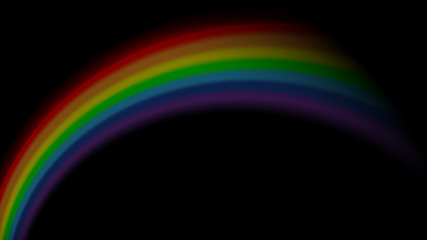 Rainbow icon. Shape arch isolated on black background. Colorful light and bright design element. Symbol of rain, sky, clear, nature. Flat simple graphic style Vector illustration