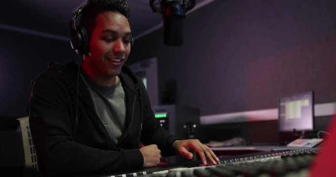 Radio DJ in a recording studio