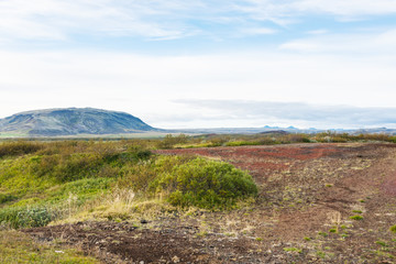 Fototapeta na wymiar flat land with old volcano in Iceland