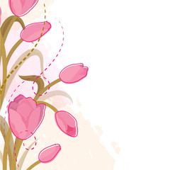 Beautiful pink flowers decorated background.