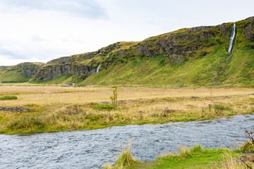 Fototapeta na wymiar riverside of Seljalands River in Iceland