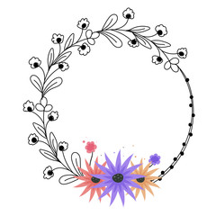 Beautiful floral design decorated circular frame and space for your text.