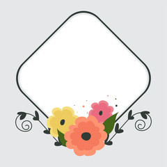 Square frame decorated with beautiful watercolors flowers and space for your message.