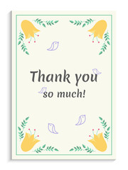 Thank you greeting card design with beautiful yellow flowers.