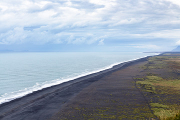 above view of Solheimafjara black beach in Iceland