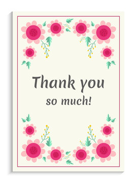 Beautiful Thank You Card Design with Pink Flowers.