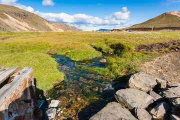 Fototapeta na wymiar water spring in Landmannalaugar in Iceland