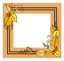 Autumn Frame Consisting of Two Lines Leaves Vector