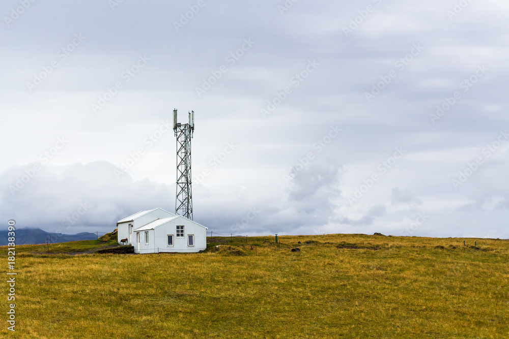 Sticker buildings on dyrholaey peninsula in iceland