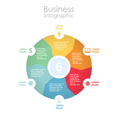 Infographic design for use in marketing for the layout of the workflow, presentation, diagram, annual report, web design. A circular, cyclic business concept with 5 options, steps or processes.