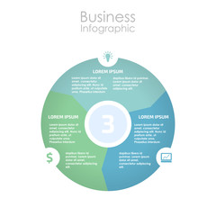 Infographic design for use in marketing for the layout of the workflow, presentation, diagram, annual report, web design. A circular, cyclic business concept with 5 options, steps or processes.