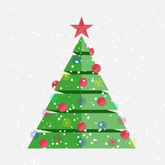 Flat Christmas tree. Happy New Year and Merry Christmas!