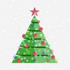 Flat Christmas tree. Happy New Year and Merry Christmas!