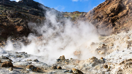 hot solfatara in Krysuvik area, Iceland